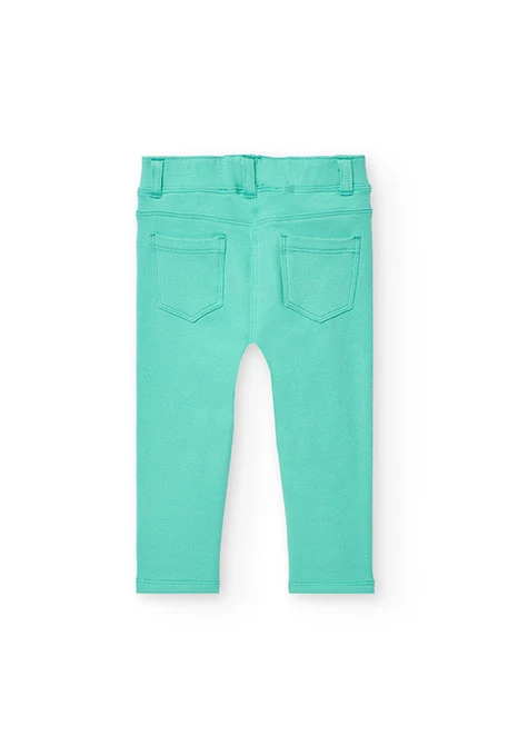 Pantalón básico de punto para bebé niña en color verde