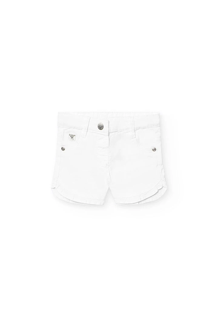 Short en gabardine extensible pour bébé fille couleur blanche