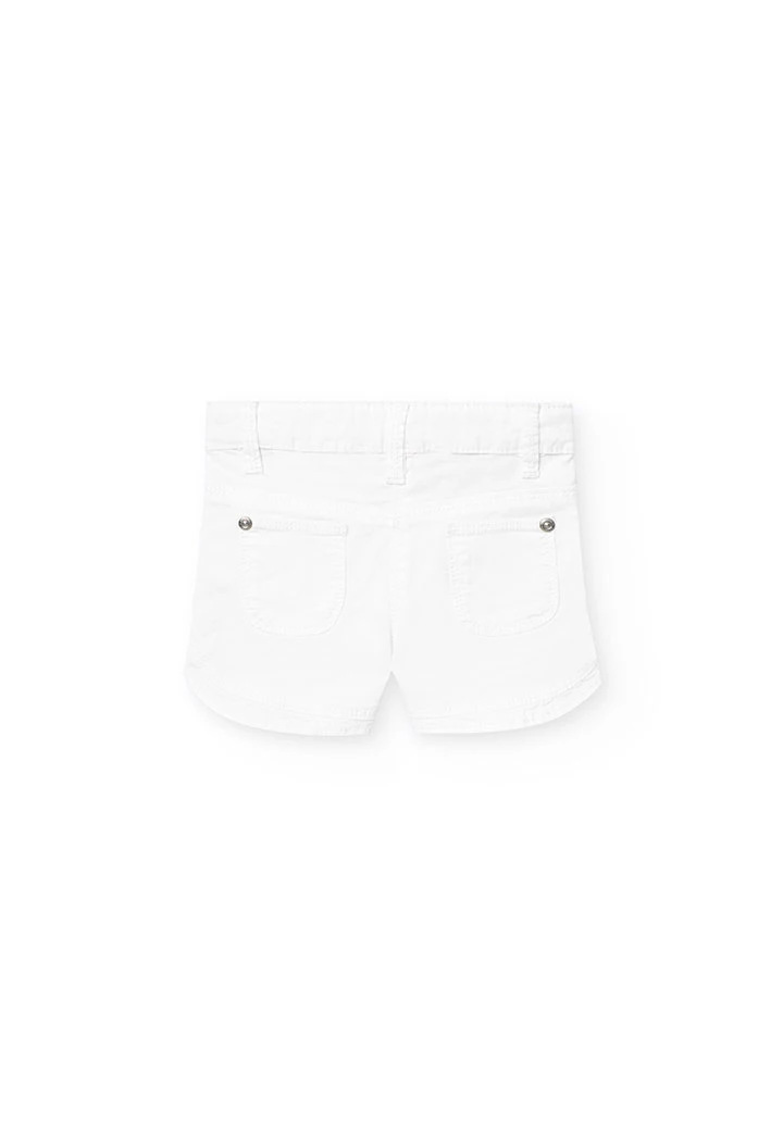 Short en gabardine extensible pour bébé fille couleur blanche