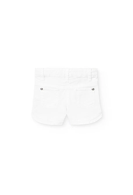 Short de gabardina elástica para bebé niña en color blanco