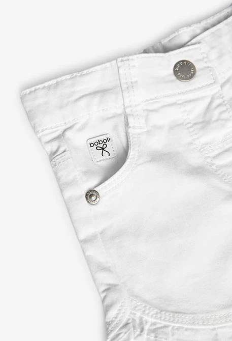 Short de gabardina elástica para bebé niña en color blanco