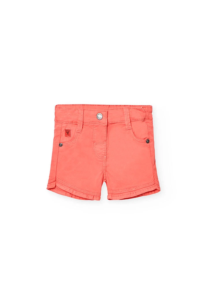 Knitted shorts for baby girl in red.