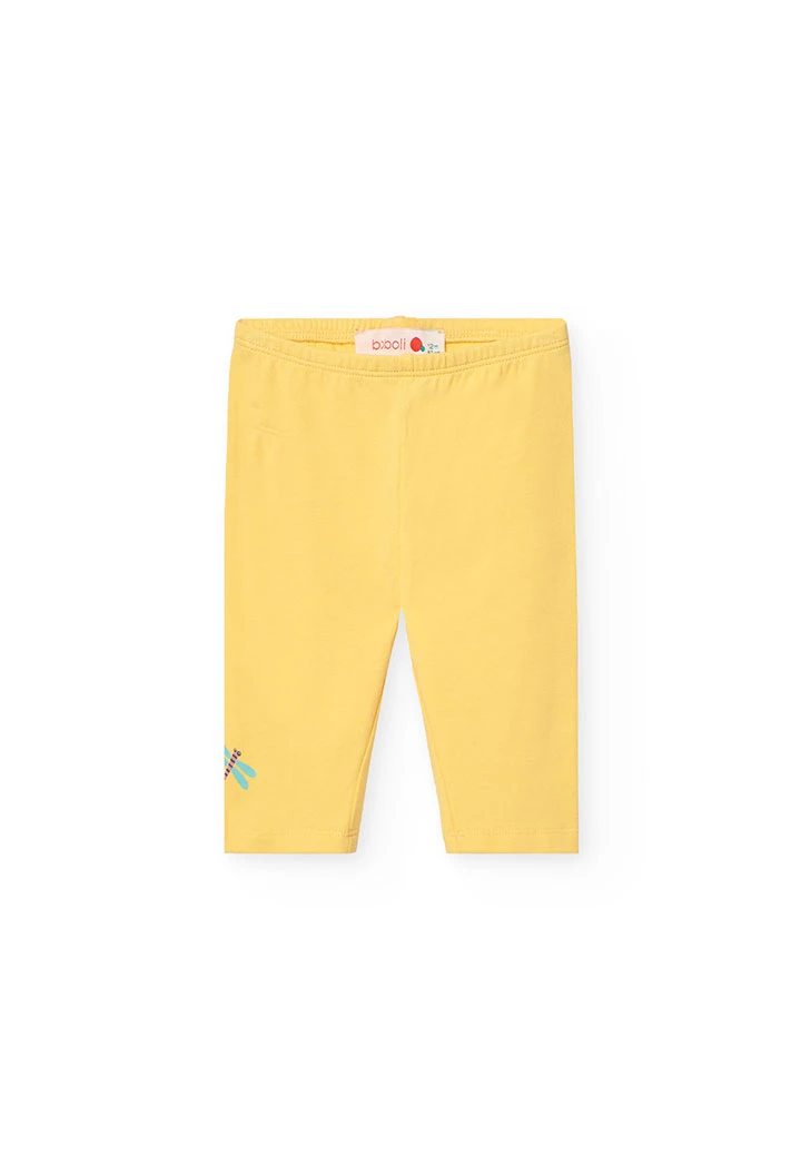 Leggings alla pirata in maglia per neonata di colore giallo