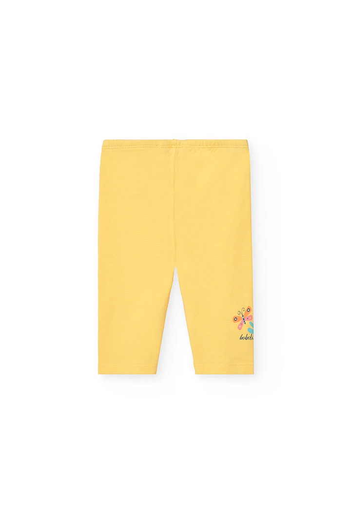 Leggings alla pirata in maglia per neonata di colore giallo