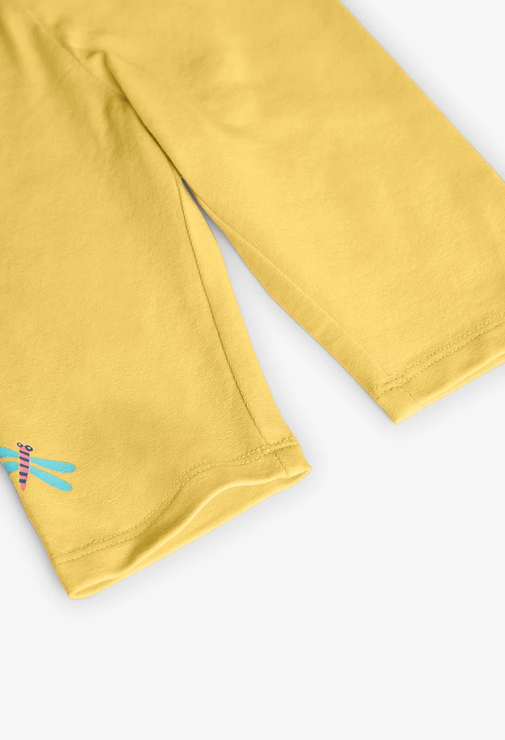 Leggings alla pirata in maglia per neonata di colore giallo