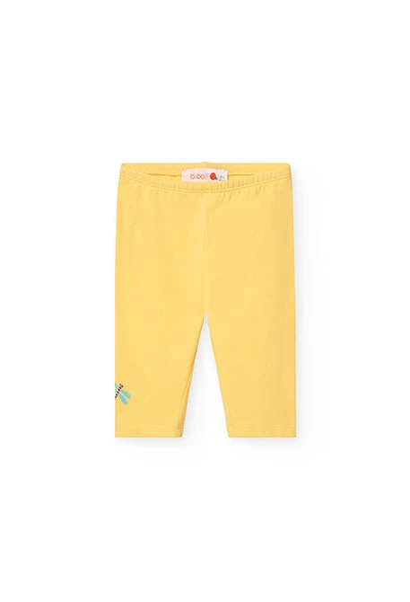 Leggings alla pirata in maglia per neonata di colore giallo