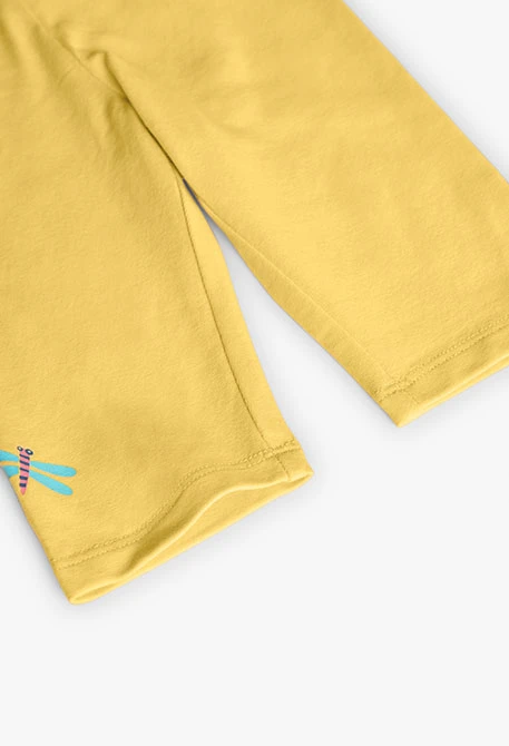 Leggings pirata de punto para bebé niña en color amarillo