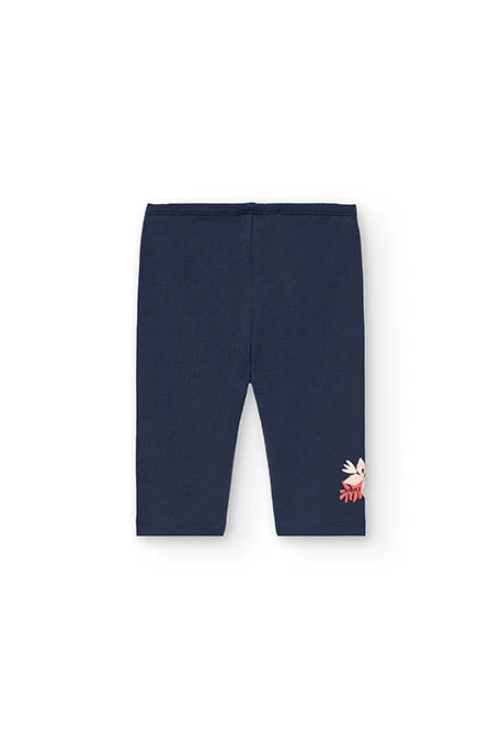 Leggings pirata básicos de malha para bebé menina em azul-marinho