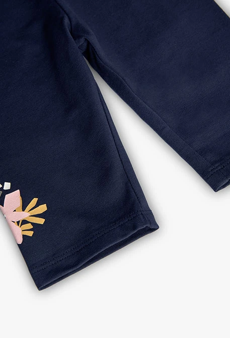 Leggings pirata básicos de malha para bebé menina em azul-marinho