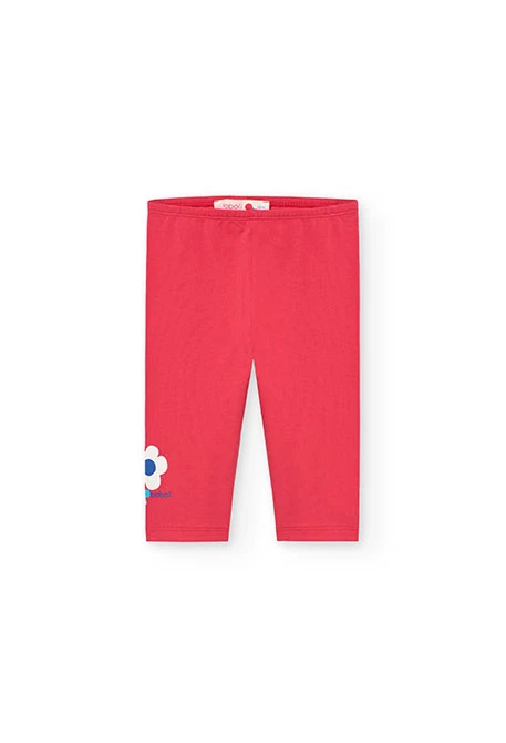 Leggings corsaires en maille pour bébé fille en couleur fraise