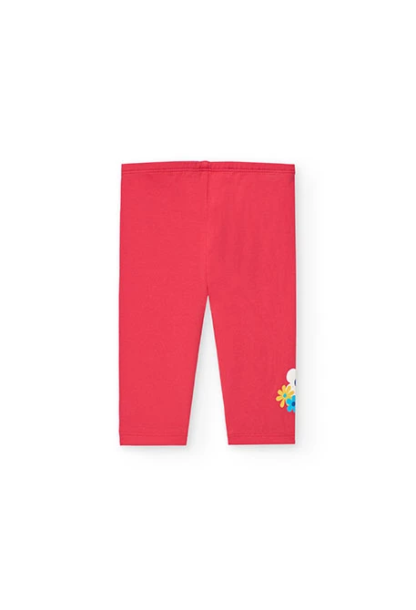 Leggings corsaires en maille pour bébé fille en couleur fraise