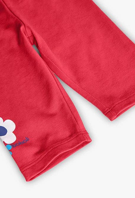 Leggings corsaires en maille pour bébé fille en couleur fraise
