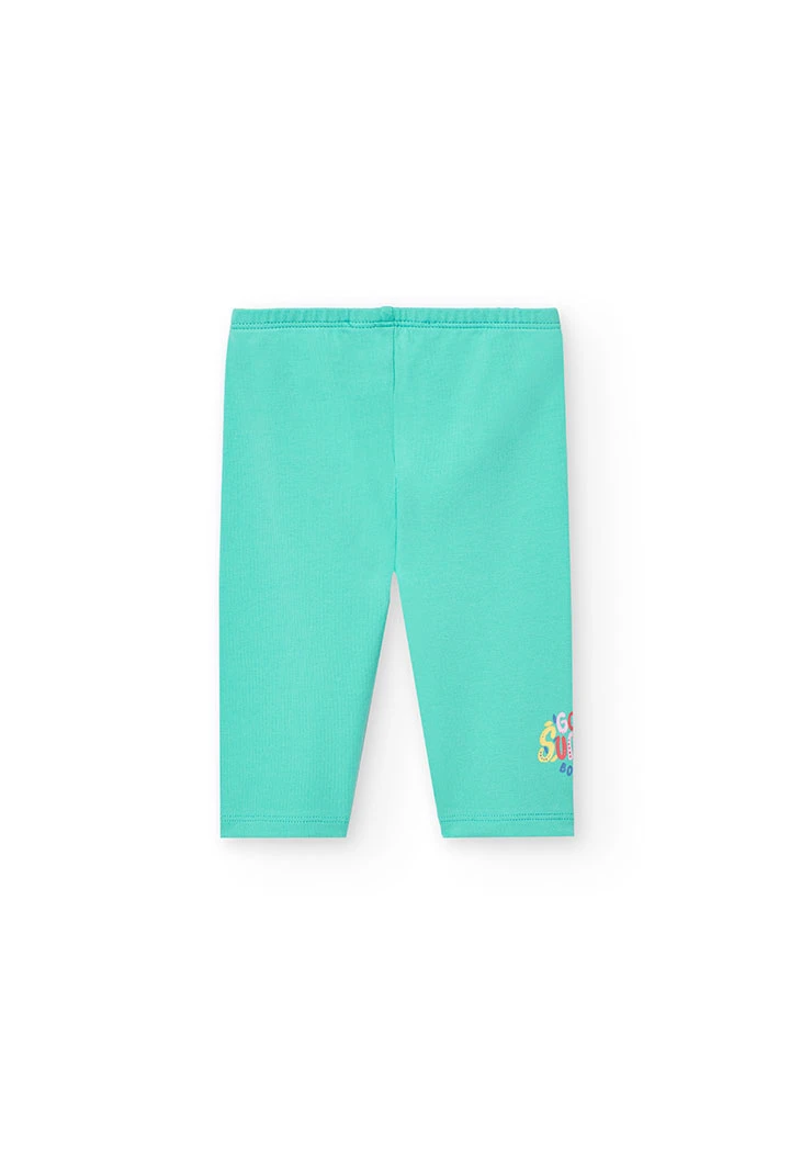 Leggings a maglia per bambina in colore verde.