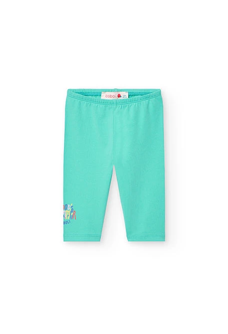 Leggings en tricot pour bébé fille en couleur verte.