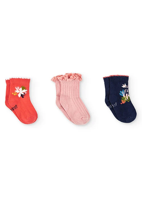 Pack aus Stricksocken für Baby in Rot