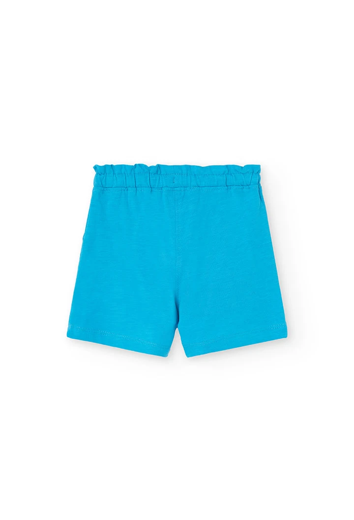 Calções de malha para bebé menina em azul