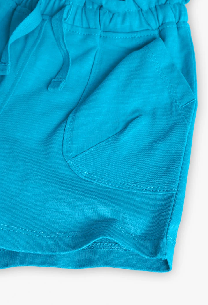 Calções de malha para bebé menina em azul