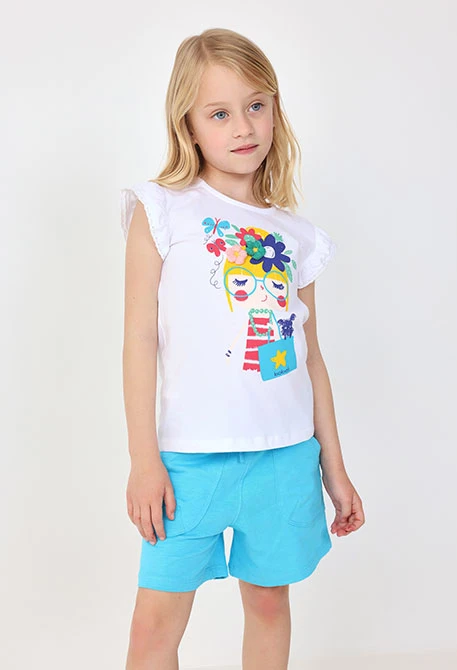 Short de punto para bebé niña en color azul