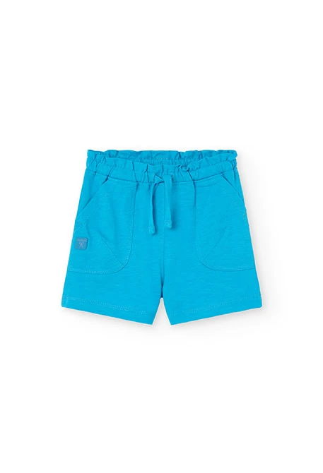 Short de punto para bebé niña en color azul