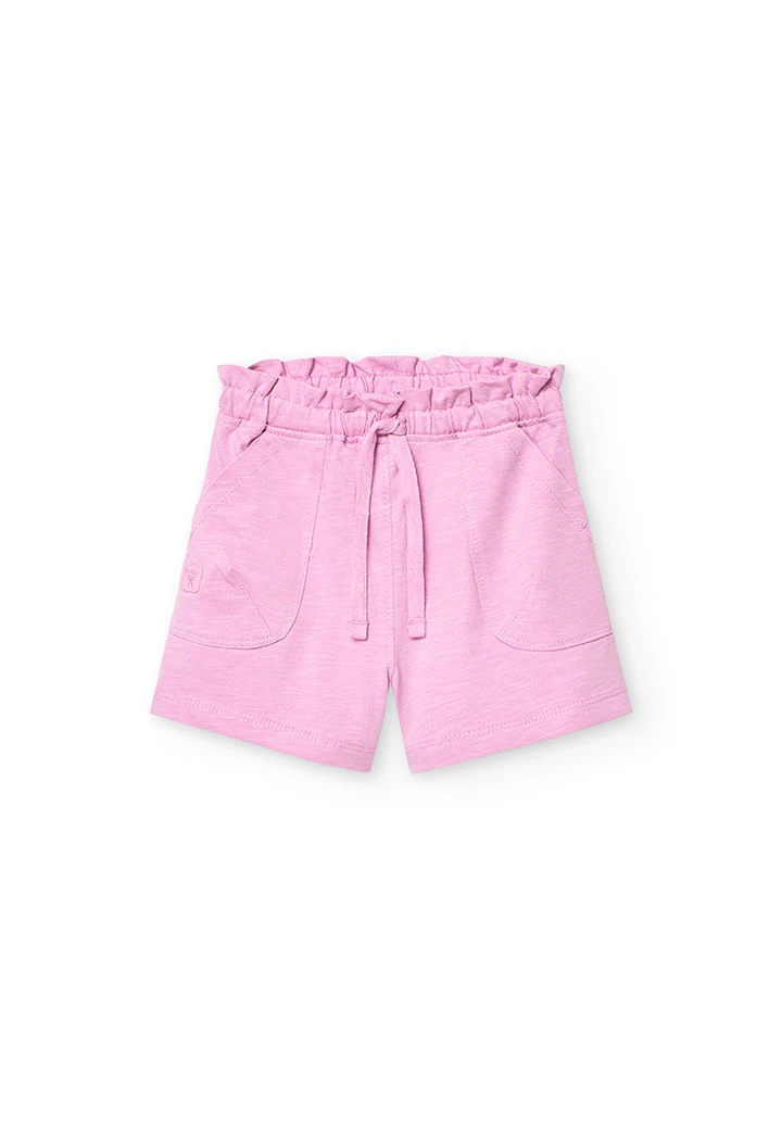Short en tricot pour bébé fille de couleur rose