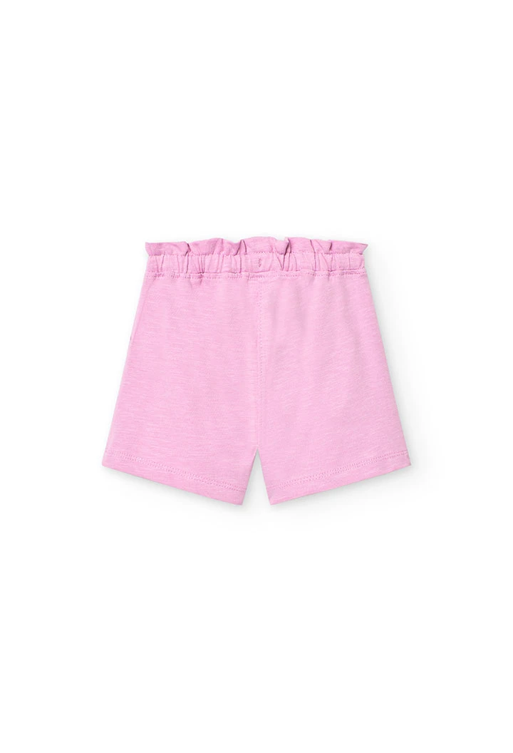 Short en tricot pour bébé fille de couleur rose