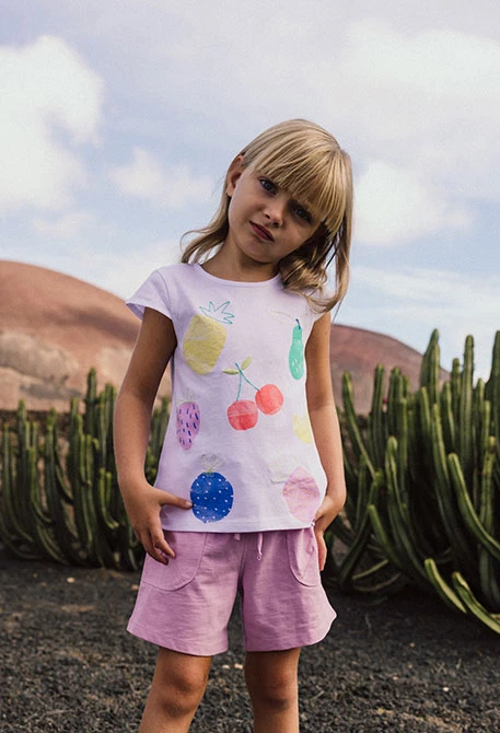 Short de punto para bebé niña en color rosa