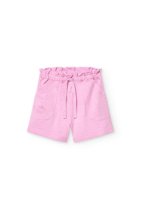 Pantaloncini in maglia per neonata di colore rosa