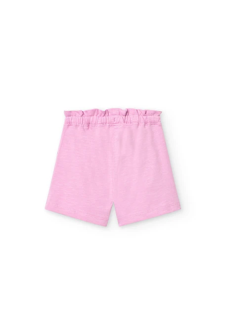 Pantaloncini in maglia per neonata di colore rosa