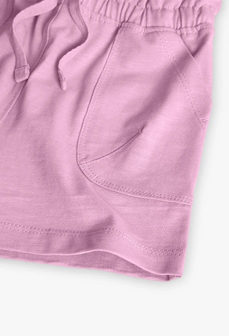 Short en tricot pour bébé fille de couleur rose