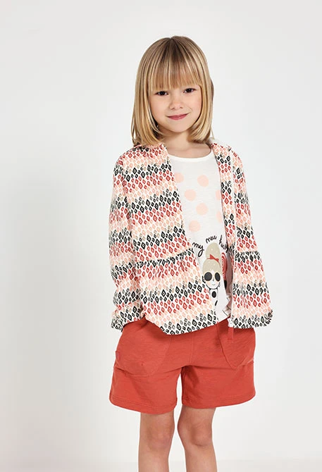 Short in maglia per bambina in colore arancione