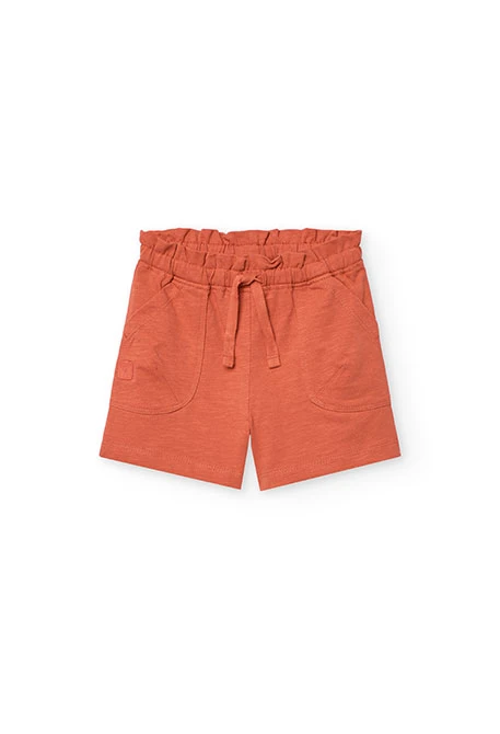 Short de punto para bebé niña en color naranja