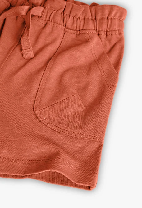 Short de punto para bebé niña en color naranja