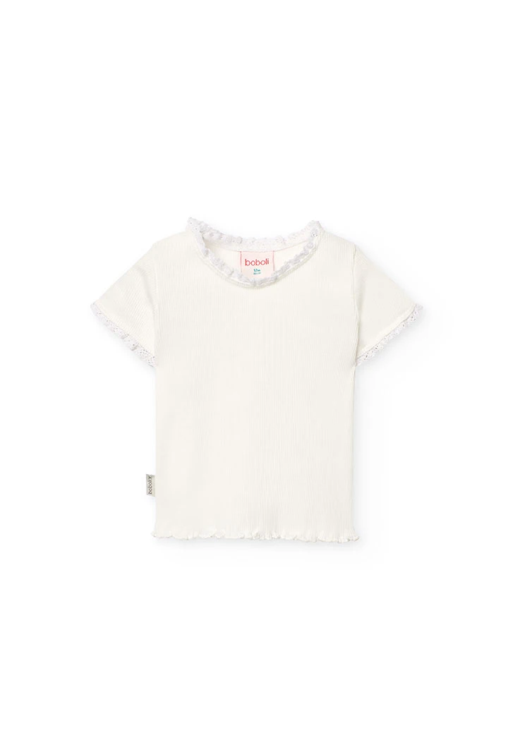 Maglietta basic in jersey per neonata di colore bianco.