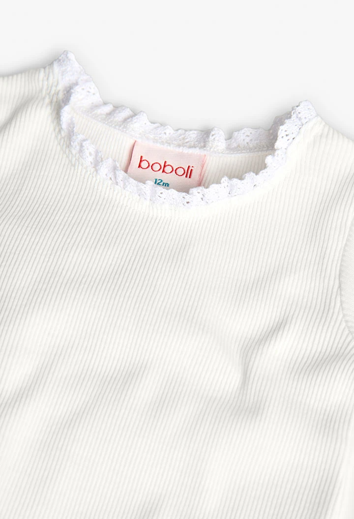 Maglietta basic in jersey per neonata di colore bianco.