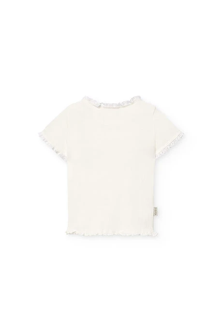Camiseta básica de punto para bebé niña en color blanca