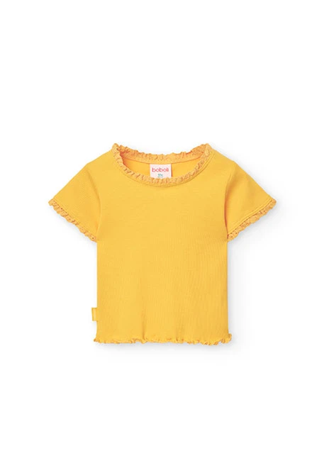 Camiseta básica de punto para bebé niña en color amarillo