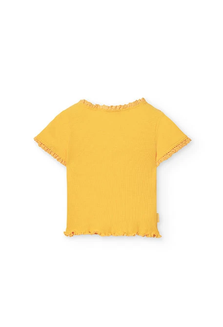 Camiseta básica de punto para bebé niña en color amarillo