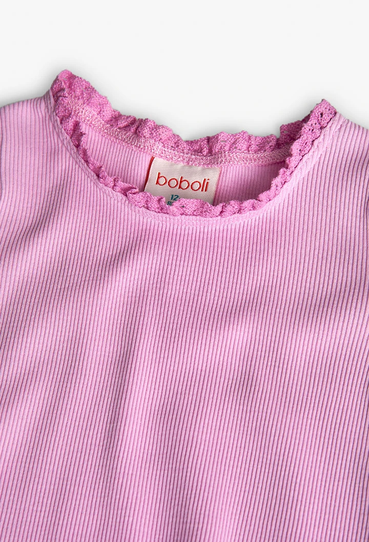 T-shirt basic di maglia per neonata in rosa