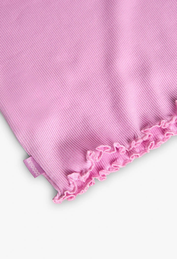T-shirt basic di maglia per neonata in rosa