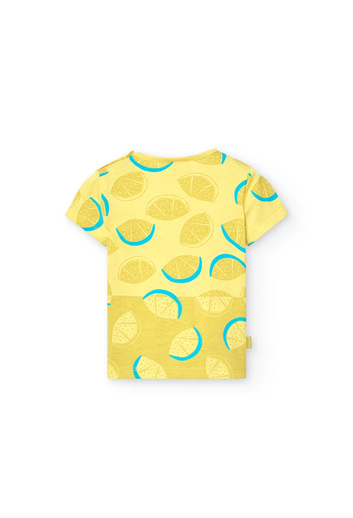 T-shirt en tricot basique pour bébé fille de couleur jaune.