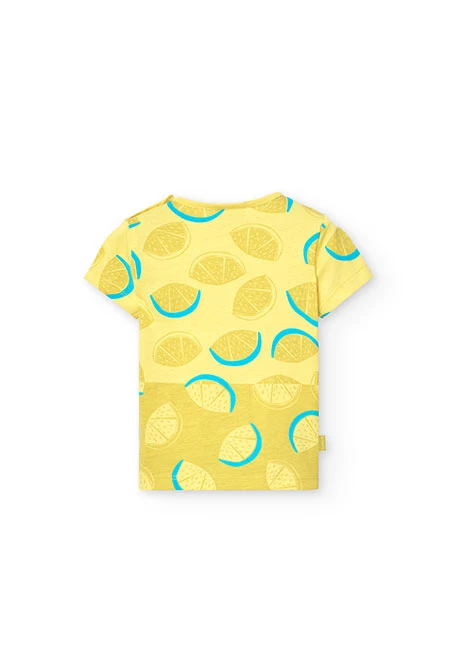 Maglietta basic in maglia per bambina di colore giallo.