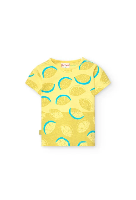T-shirt en tricot basique pour bébé fille de couleur jaune.