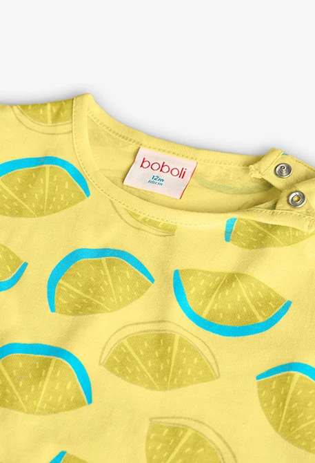 Maglietta basic in maglia per bambina di colore giallo.