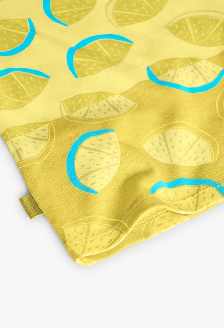 Maglietta basic in maglia per bambina di colore giallo.