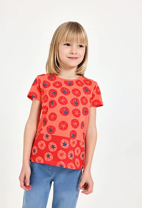 Maglietta basic in maglia per neonata in colore rosso.