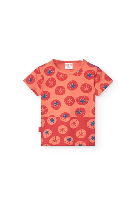 Camiseta básica de punto para bebé niña en color rojo