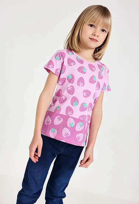 Maglietta basica in maglia per neonata in colore rosa