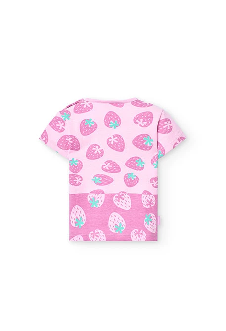 Maglietta basica in maglia per neonata in colore rosa
