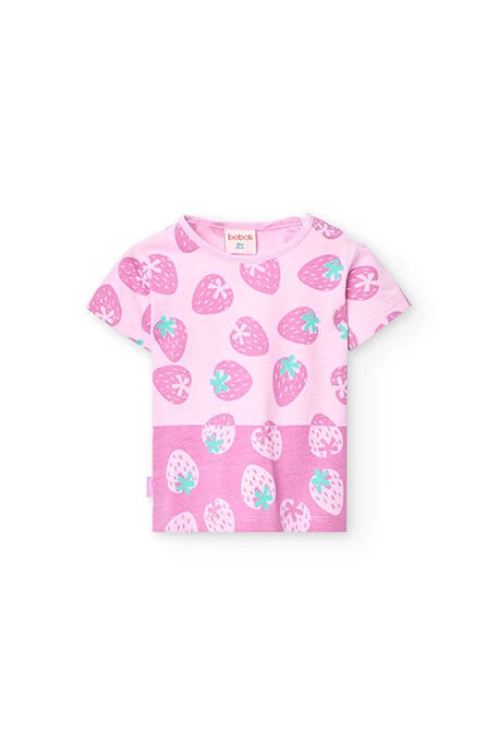 Camiseta básica de punto para bebé niña en color rosa