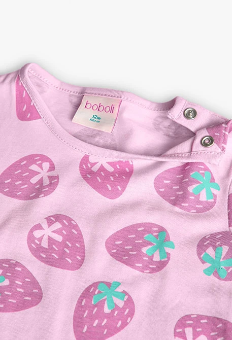 Maglietta basica in maglia per neonata in colore rosa
